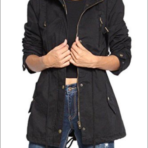 Jackets & Blazers - Black hooded utility jacket